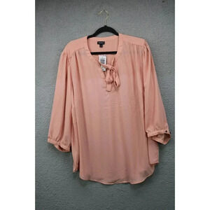 Torrid Peach Beige 1/2 Sleeves Tie Front Tunic Top-Size 3-New With Tags